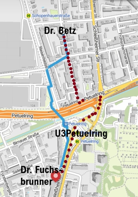 Anfahrt Praxis-Schleissheimer 221 München